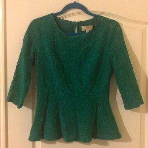 Green lace peplum top